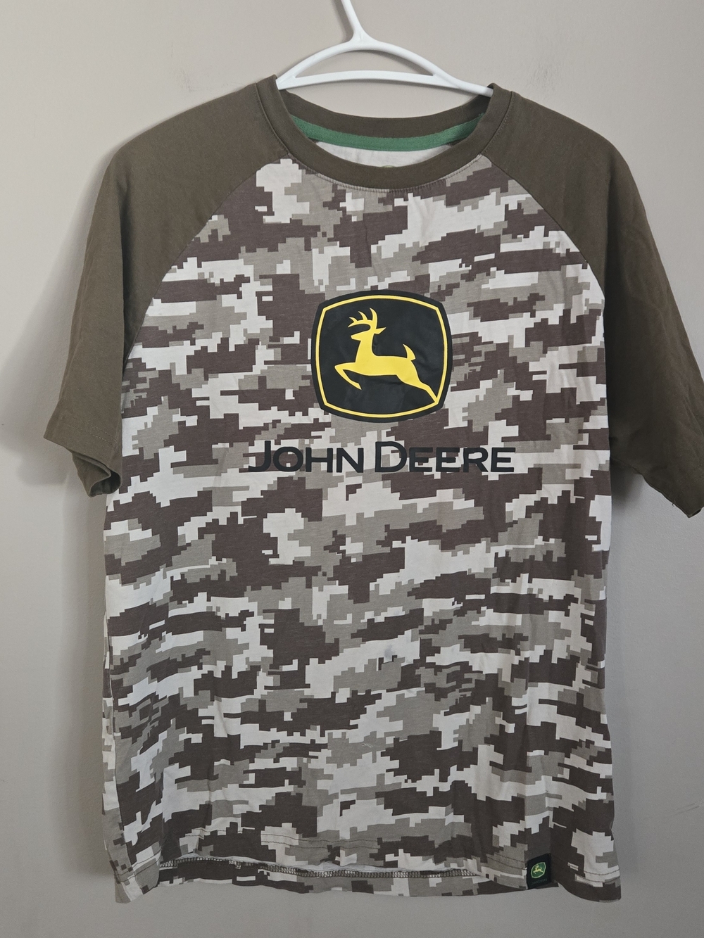 John Deere Olive & Yellow Digital Camo Raglan T-Shirt